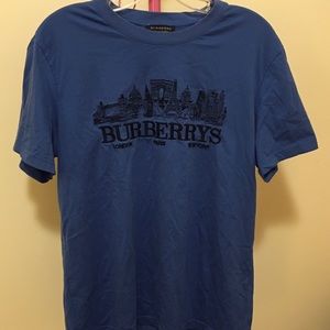 Burberry Royal Blue Print Logo London Paris New York T-Shirt